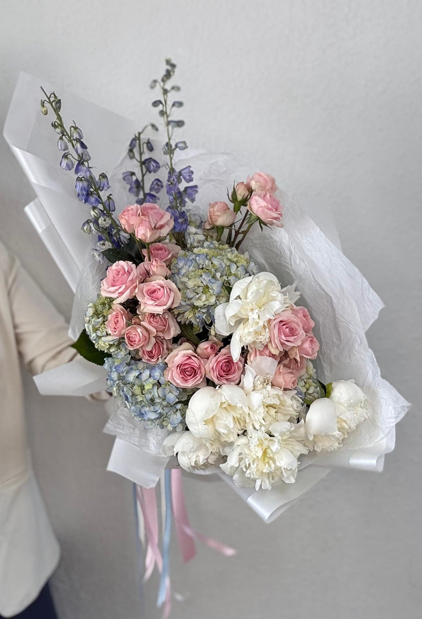 Pink Roses and Peonies Bouquet
