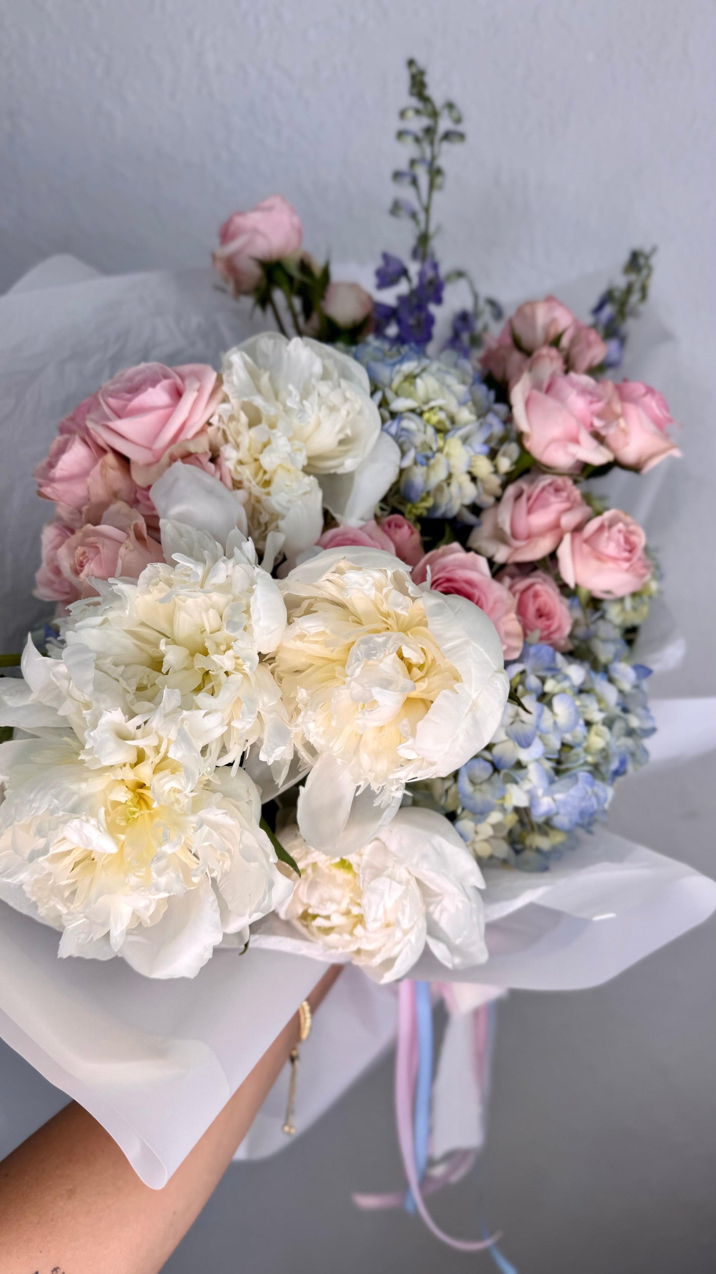 Pink Roses and Peonies Bouquet